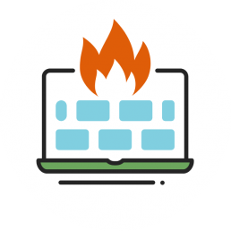 icon of a laptop showing a data on fire